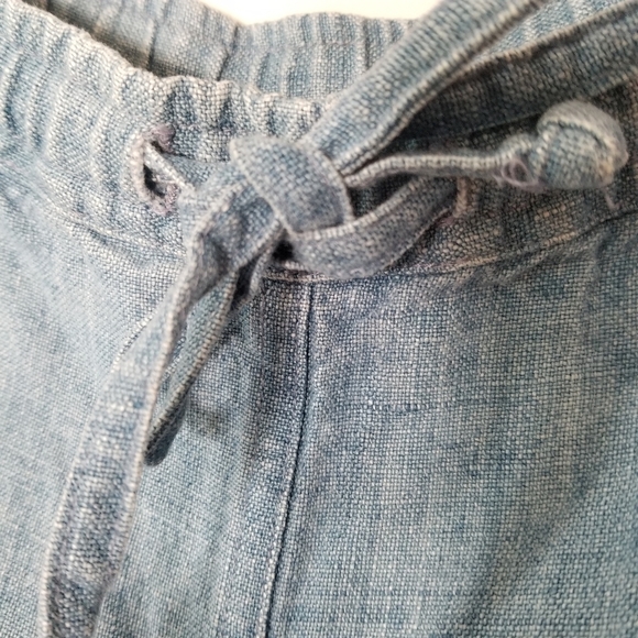 90s Blue Linen Drawstring Pants Petite Small - Picture 7 of 8